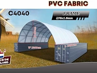2025 rhino-cross-shelter c4040 - 12x12x4,5 m opslagtent / opslagshelter tussen 2 containers - afbeelding 2 van  8