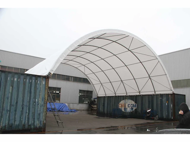 2025 rhino-cross-shelter c4080 - 24x12x4,5 m opslagtent / opslagshelter tussen 2 containers - afbeelding 6 van  9