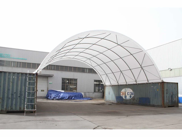 2025 rhino-cross-shelter c4080 - 24x12x4,5 m opslagtent / opslagshelter tussen 2 containers - afbeelding 7 van  9