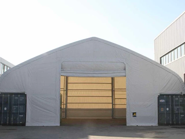 2025 rhino-cross-shelter c5040sp - 12x15,25x4,72 m opslagtent / opslagshelter tussen 2 containers - afbeelding 1 van  6