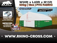 2025 rhino-cross-shelter c5040sp - 12x15,25x4,72 m opslagtent / opslagshelter tussen 2 containers - afbeelding 5 van  6