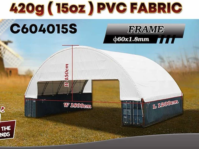 2025 rhino-cross-shelter c604020s 12x18x6 m opslagtent / opslagshelter tussen 2 containers - afbeelding 4 van  7