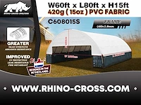 2025 rhino-cross-shelter c608015s 24x18x4,5 m halve cover op beide einden opslagtent / opslagshelter tussen 2 containers - 2025 - afbeelding 5 van  6