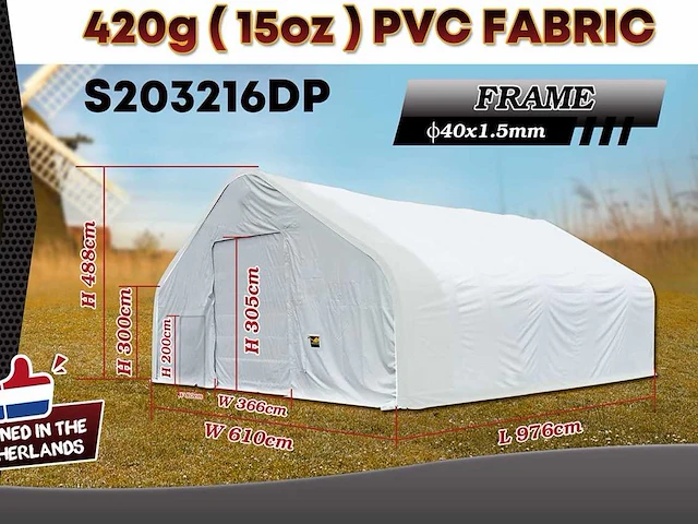 2025 rhino-cross-shelter s203216dp - 9,76x6,1x4,88 m opslagtent / opslagshelter - afbeelding 1 van  3