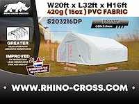 2025 rhino-cross-shelter s203216dp - 9,76x6,1x4,88 m opslagtent / opslagshelter - afbeelding 8 van  8