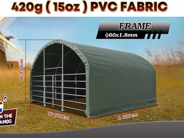 2025 rhino-cross-shelters cattle tent 6x6x3,7 m dierenverblijf - afbeelding 3 van  6