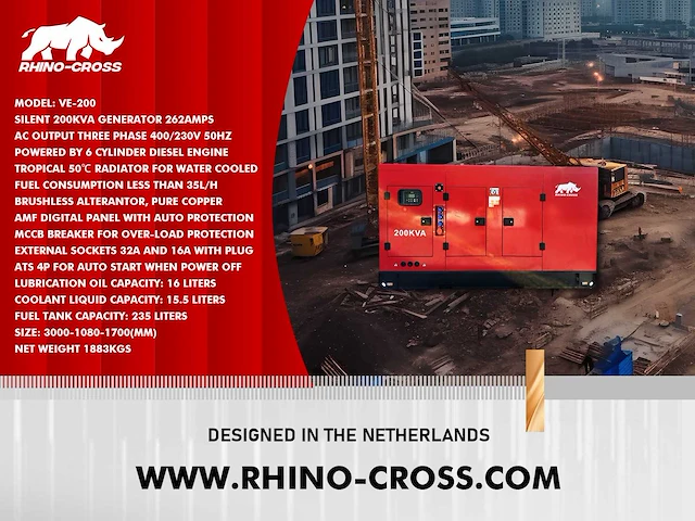 2025 rhino-cross ve-200 noodstroomaggregaat generator - afbeelding 8 van  15
