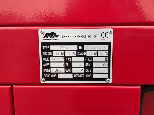 2025 rhino-cross ve-80 noodstroomaggregaat generator - afbeelding 13 van  21