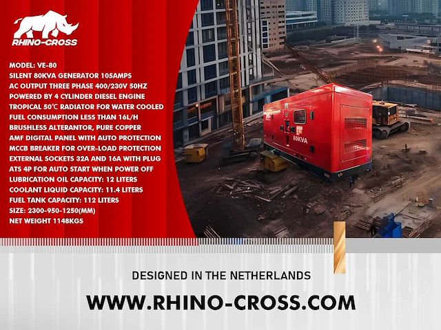 2025 rhino-cross ve-80 noodstroomaggregaat generator - afbeelding 12 van  21