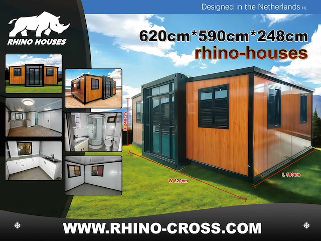 2025 rhino-houses 36,5 m2 bruin 2 slaapkamers, badkamer en keuken mobiele woonunit / tiny house - afbeelding 12 van  28