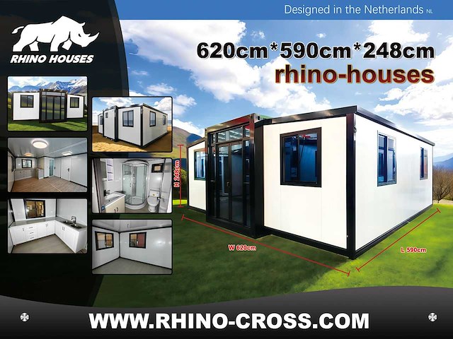 2025 rhino houses 36,5 m2 wit 2 slaapkamers, badkamer en keuken mobiele woonunit / tiny house - afbeelding 12 van  26
