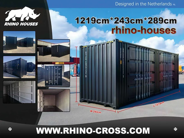 2025 rhino houses 40ft high cube zwart zeecontainer met 4 zijdeuren - afbeelding 9 van  16