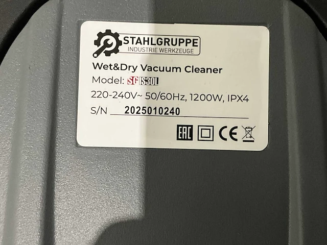 2025 stahlgruppe sgis30l 30 liter industriële stofzuiger nat/droog - afbeelding 4 van  10