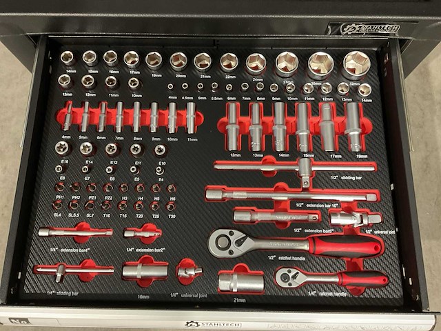 2025 stahltech nl181477210806 3-la kast met 129 pcs tools gereedschapskist - afbeelding 9 van  15