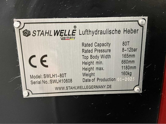 2025 stahlwelle germany swlh1-80t 80-tons hydraulische garagekrik - afbeelding 12 van  14