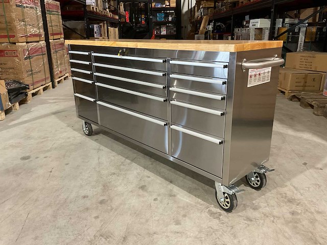 2025 stahlworks deluxe rvs 72 inch 15 laden werkbank - afbeelding 1 van  14