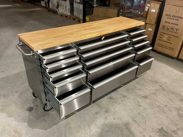 2025 stahlworks deluxe rvs 72 inch 15 laden werkbank - afbeelding 3 van  14