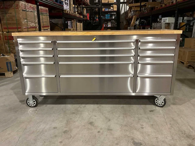 2025 stahlworks deluxe rvs 72 inch 15 laden werkbank - afbeelding 13 van  14