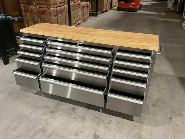 2025 stahlworks deluxe rvs 72 inch 15 laden werkbank - afbeelding 2 van  14