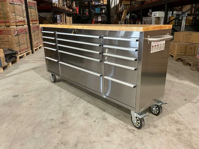 2025 stahlworks deluxe rvs 72 inch 15 laden werkbank - afbeelding 1 van  14