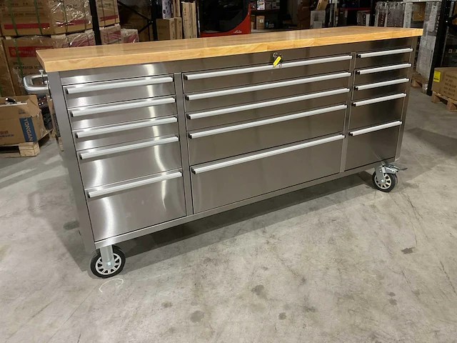 2025 stahlworks deluxe rvs 72 inch 15 laden werkbank - afbeelding 7 van  14