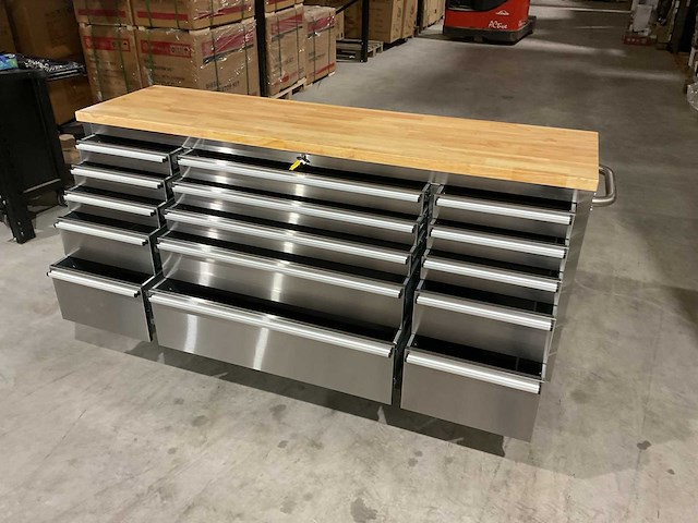 2025 stahlworks deluxe rvs 72 inch 15 laden werkbank - afbeelding 10 van  14