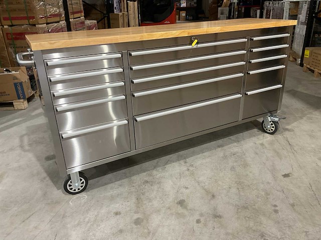 2025 stahlworks deluxe rvs 72 inch 15 laden werkbank - afbeelding 2 van  14