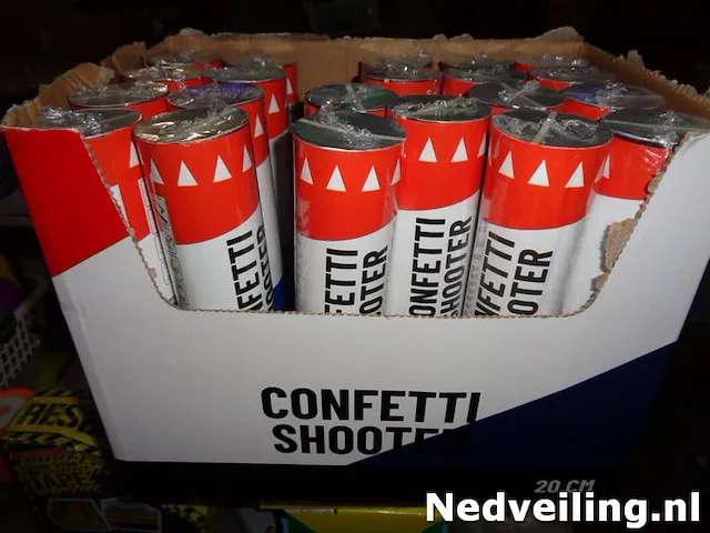 21x confetti shooter 20cm rood wit blauw - afbeelding 3 van  3