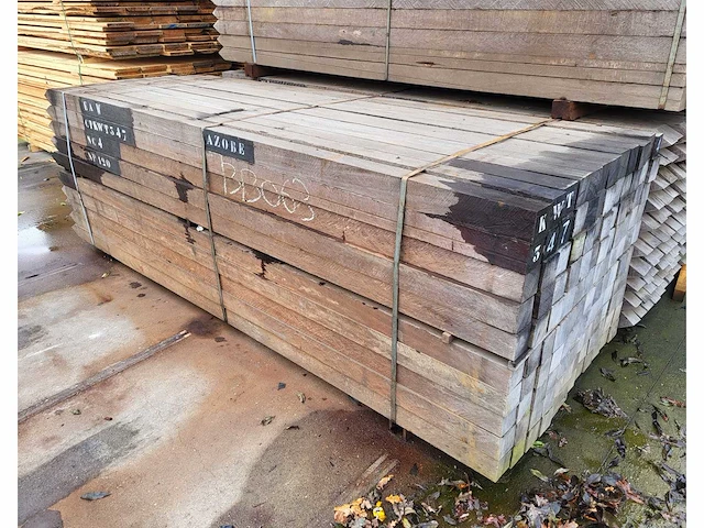 2.300 m3 azobé palen 80 x 80mm 120 st./ 300cm - afbeelding 7 van  8