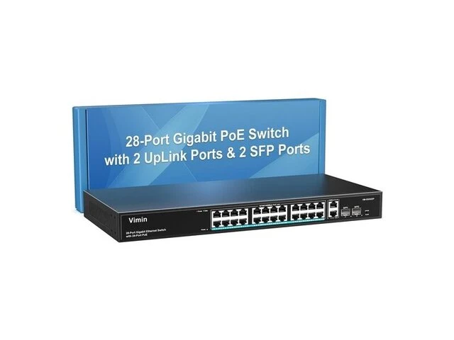 24 port gigabit poe switch - 320w vimin - afbeelding 1 van  1