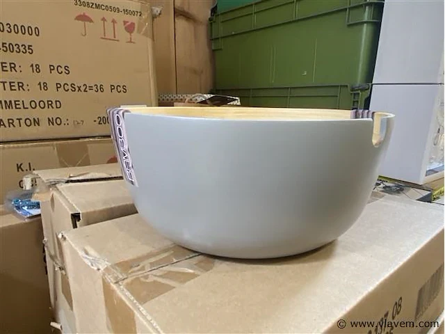 24 saladeschaal bamboe, taupe, kapimex - afbeelding 2 van  2