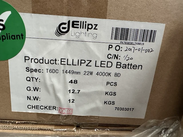 240x led batten bt5 1500 mm 22w 4000k ellipz lighting - afbeelding 5 van  5