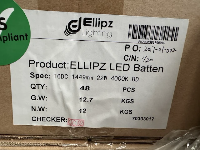 240x led batten bt5 1500 mm 22w 4000k ellipz lighting - afbeelding 5 van  5