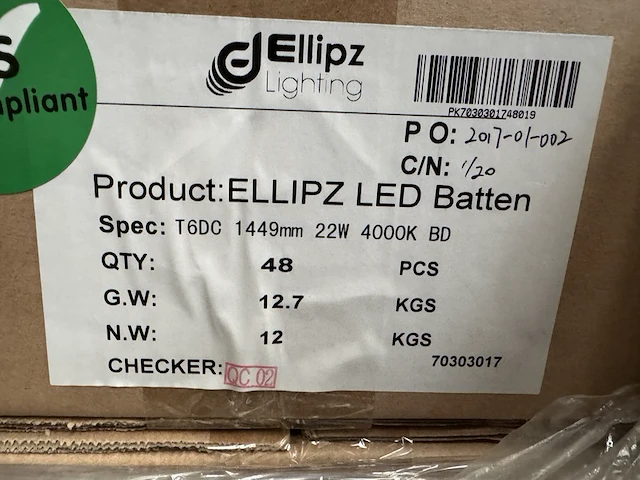 240x led batten bt5 1500 mm 22w 4000k ellipz lighting - afbeelding 5 van  5