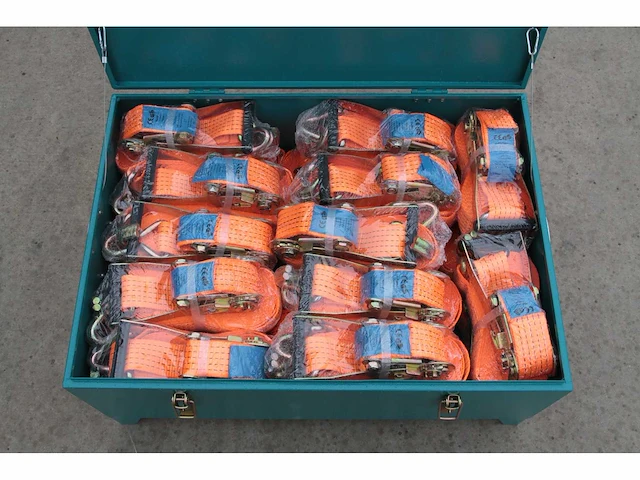 24x spanband (3 ton + 5 ton) in metalen opbergkist - afbeelding 1 van  4