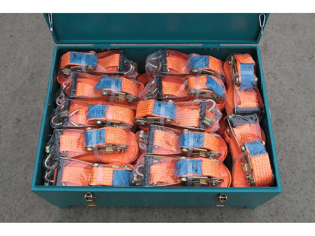24x spanband (3 ton + 5 ton) in metalen opbergkist - afbeelding 1 van  4