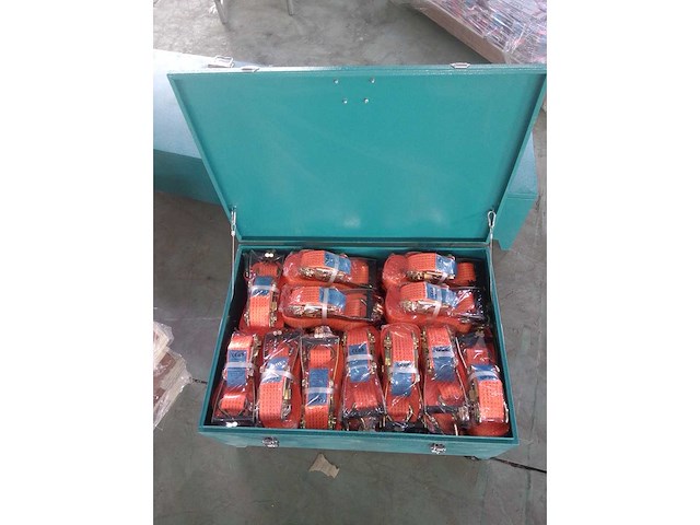 24x spanband (3 ton + 5 ton) in metalen opbergkist - afbeelding 3 van  4