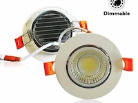 25 x inbouw led spot – 7w – draaibaar – dimbaar – 6500k koud wit – cob – ø70mm – ip20 - afbeelding 1 van  6