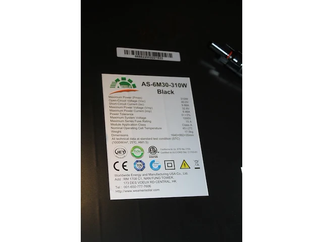 25 zonnepanelen sunpower as-6m30-310w black. afmeting 99 x 164 cm. - afbeelding 4 van  4