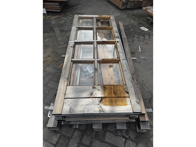 2x 2x dubbele deur vuren met ramen | vergrijsd - afbeelding 1 van  2