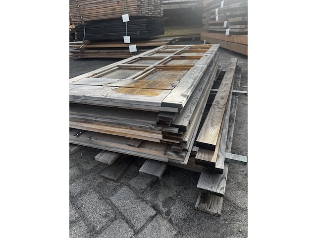 2x 2x dubbele deur vuren met ramen | vergrijsd - afbeelding 2 van  2