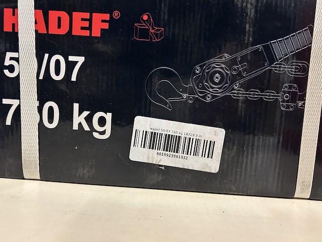 2x 50/07 750kg 3m rateltakel met certificaat hadef professional - afbeelding 2 van  2