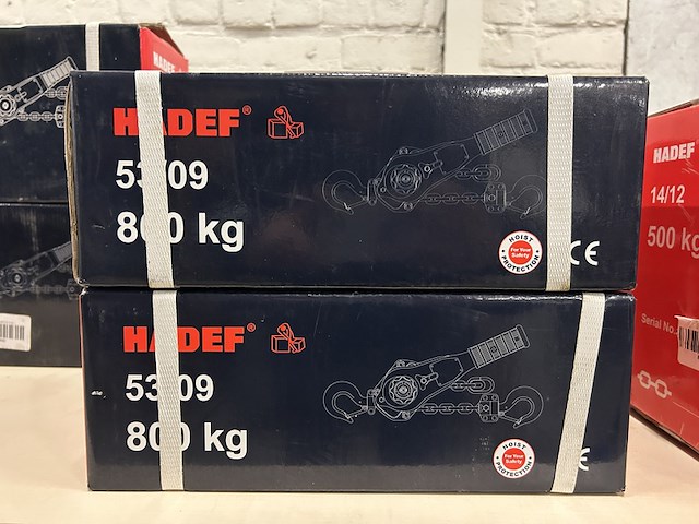 2x 53/09 800kg 1.5m rateltakel met certificaat hadef professional - afbeelding 1 van  2