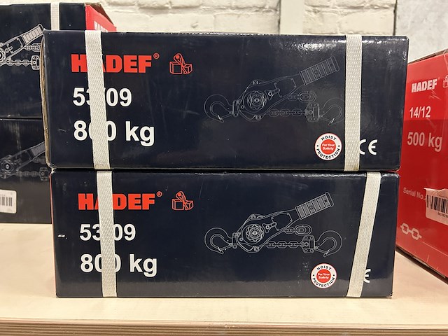 2x 53/09 800kg 1.5m rateltakel met certificaat hadef professional - afbeelding 1 van  2