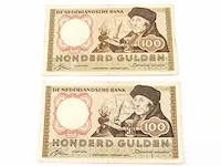 2x bankbiljetten 100 gulden nederland 1953 - afbeelding 1 van  6