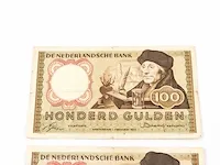 2x bankbiljetten 100 gulden nederland 1953 - afbeelding 2 van  6