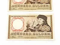 2x bankbiljetten 100 gulden nederland 1953 - afbeelding 3 van  6