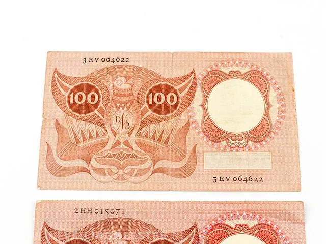 2x bankbiljetten 100 gulden nederland 1953 - afbeelding 5 van  6