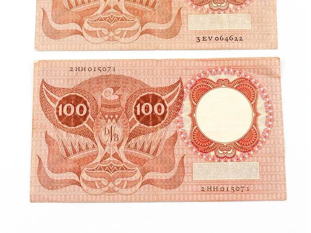 2x bankbiljetten 100 gulden nederland 1953 - afbeelding 6 van  6