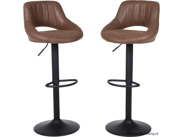 2x bar stoelen verstelbare hoogte bruin - afbeelding 1 van  5